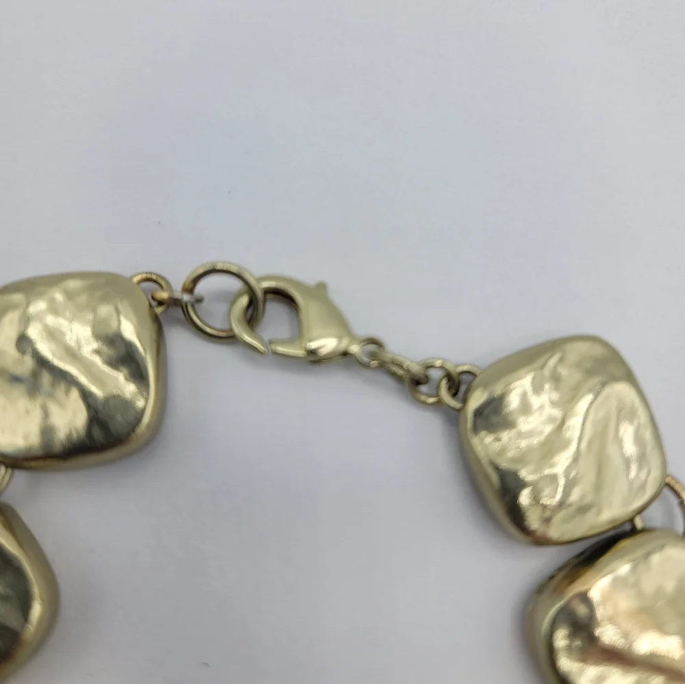 Liz Claiborne Gold Tone Square Link Brutalist Modernist Classic Bracelet Vtg 7" - Picture 3 of 10
